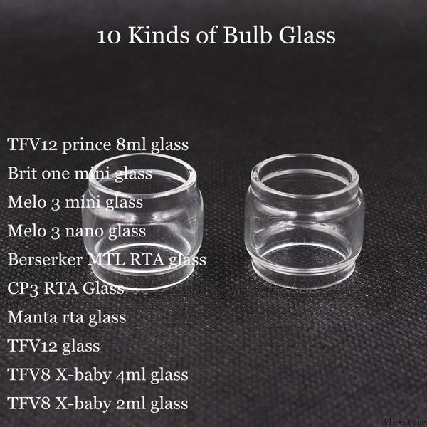 Tube de verre de bulbe de remplacement de l'extension de la graisse pour prince bébé brit one mini melo 3 nano berserker mtl rta manta tfv8 x-baby