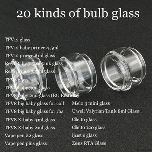 Tube de verre à bulles d'ampoule de remplacement Fat Extend pour prince Resa TFV8 big baby X-baby pen 22 plus Valyrian Cleito 120 ijust DHL