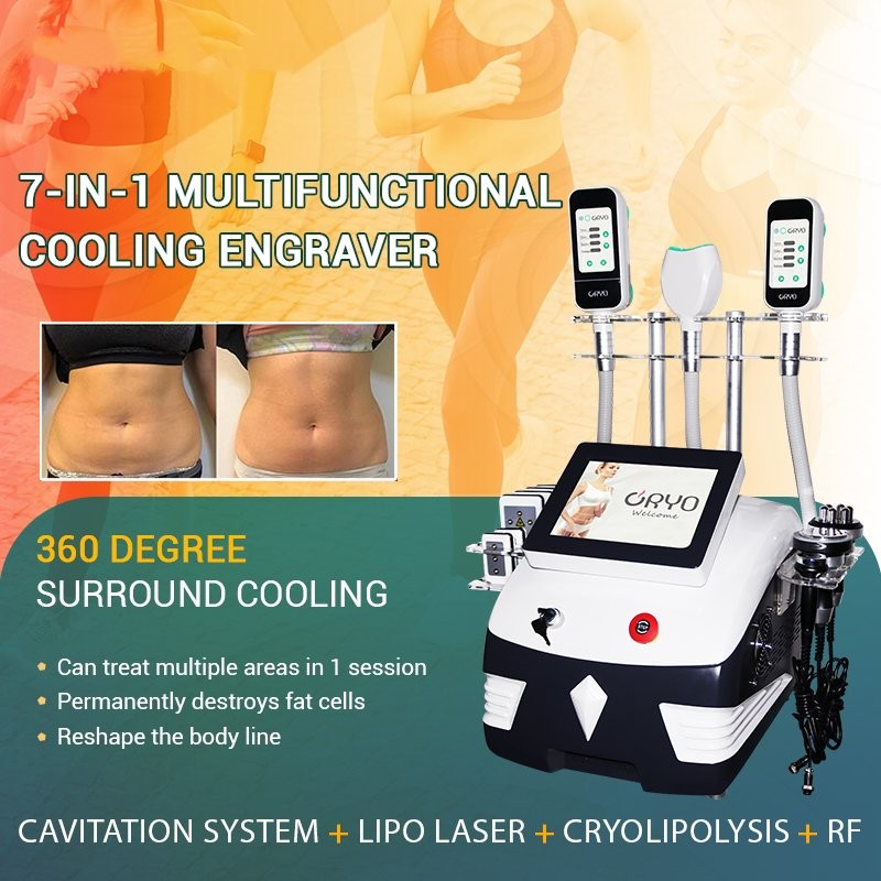 Fat freezing machine cryo lipolysis body skimming cavitation RF face tightening device