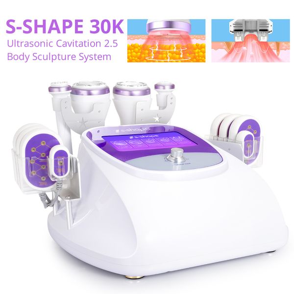 Équipement de Salon de beauté en forme de S, élimination de la perte de graisse, réduction de la Cellulite au laser Lipo, Cavication ultrasonique 30K RF en forme de S