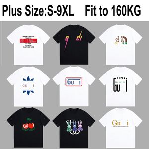 Dikke mannen t-shirts heren damesontwerper t shirts print t-shirt katoen casual T-stukken short mouw streetwear S-9XL 6XL 7xl 8xl 9xl