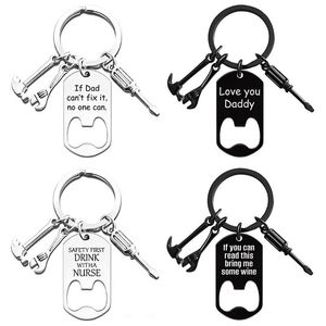 Faterdag Gift Metal Keychain Hanger Family Love Bottle Opener Verjaardagscadeau Letters Keychains Sieraden Accessoires Geschenk