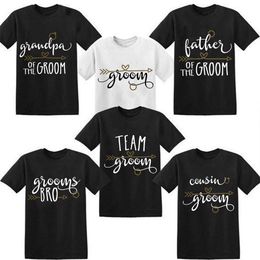 Père cousin du marié T-shirt Famille de mariage Famille assortie Vêtements Bachelorette Tee Tops Team Team Groom Tshirt Cadeaux