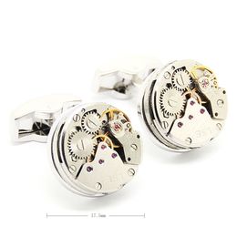 Father Day Men Business Watch Movement Cufflinks of immovable Beour Steampunk Gear Watch Mechanism Cuff links for Mens free box