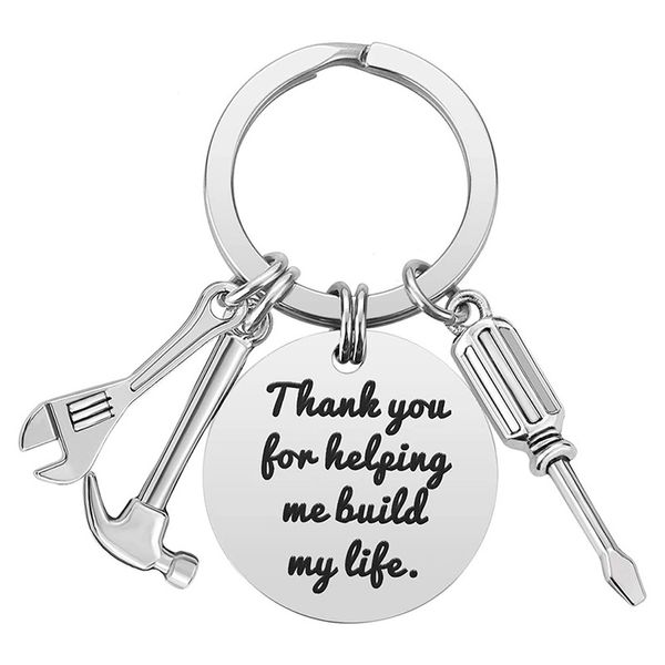 Cadeau de fête des pères porte-clés en acier inoxydable pendentif marteau tournevis clé porte-clés famille outils porte-clés 30 MM