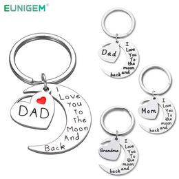 Cadeaux de la fête des pères cadeaux Keychain Gift de la petite-fille petite-fils Je t'aime à la lune et dos dada maman cadeau de sa fille G1019