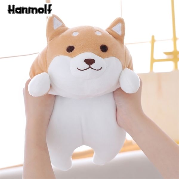 Fatty Shiba Inu Dog Peluche Poupée Squishy Animaux Doggy Peluche Jouet Rose / Brun Yeux Ouverts / Fermés Enfants Apaisant Plushie 35 / 55cm LJ200914