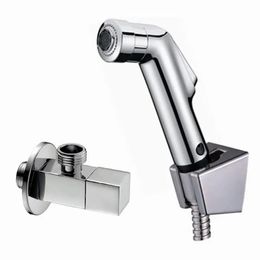 Robinets en laiton cuivre vanne d'angle salle de bains pulvérisateur ABS douche à main et support avec bidet de toilette shattaf spray ensemble de douche de toilette BD111