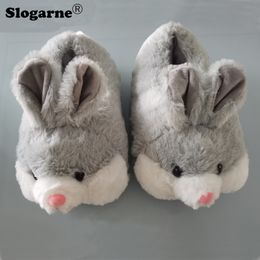 Faux couples ganters d'hiver Femmes à la maison Coton Unisexe Rabbit Fur intérieur glisses Furry non glissade Chaussures en peluche chaude ry