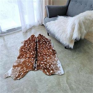 Faux cerf imprimé tapis velours Imitation cuir tapis Sika cerf peaux d'animaux forme naturelle tapis décoration tapis 210301