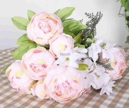 Faux Floral Verdure 1 Bouquet 13 Têtes Ressorts Fleurs Artificielles Soie Pivoine Bouquets De Noce Maison Jardin Décoration Vintage Party Decor YQ240125