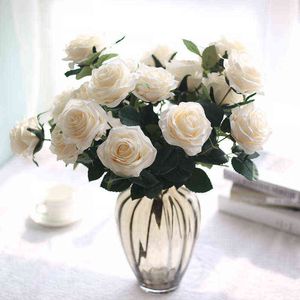 Faux Floral Greenery 1 Bunch 10 Head Artificial Rose Flores falsas Flores de seda para el hogar Nupcial Decoración de la boda Flor barata Fleurs Suministros festivos J220906