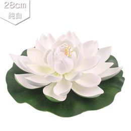 Faux Floral Verdure 1 pcs 28 cm Artificielle Fleurs De Lotus Nénuphar Flottant Piscine Plantes De Mariage Maison Fête Décoration Fleur J220906