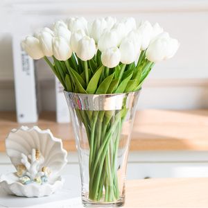 Kunstbloemen Groen 10/30st Tulp Kunstbloemen Real Touch Bloemen Bruiloft Decor Simulatie Bruidsboeketten Pu Tulpen voor Thuis Feest Vaas Decor 230907