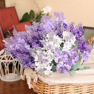 Faux bloemen groene groenen 10 hoofden romantische provence lavendel zijden kunstmatige bloemen paarse boeket plastic nepbloem wit voor huis bruiloft decoratie J220906