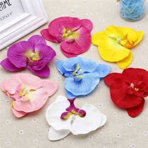 Faux Floral Verdure 10 pcs 10 CM Grande Soie Artificielle Fleur D'orchidée pour La Décoration De Mariage À La Maison Cymbidium Scrapbooking Fournitures Orchis Plantes J220906