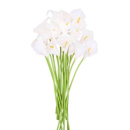 Faux floral verdure 10 pièces fleurs artificielles pu calla lily flores bouquets décoration de mariage fausses fleurs décoration de maison plantes artificielles j220906