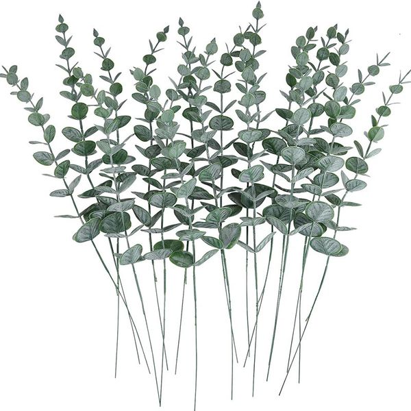 Imitación floral verde 100 piezas hojas de eucalipto artificiales al por mayor plantas falsas para florero fiesta en casa decoración de boda jardín al aire libre Navidad 231102