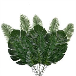 Faux verdure florale 1020 pièces plantes artificielles feuilles de palmier Monstera tropicales feuille de simulation pour fête à thème hawaïen décor maison jardin faux 230822