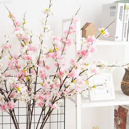 Faux bloemen groen 105 cm kersen bloesem kunstbloemen boom tak zijden roze witte nep planten slaapkamer woonkamer huis bruiloft diy decor bloemen j220906