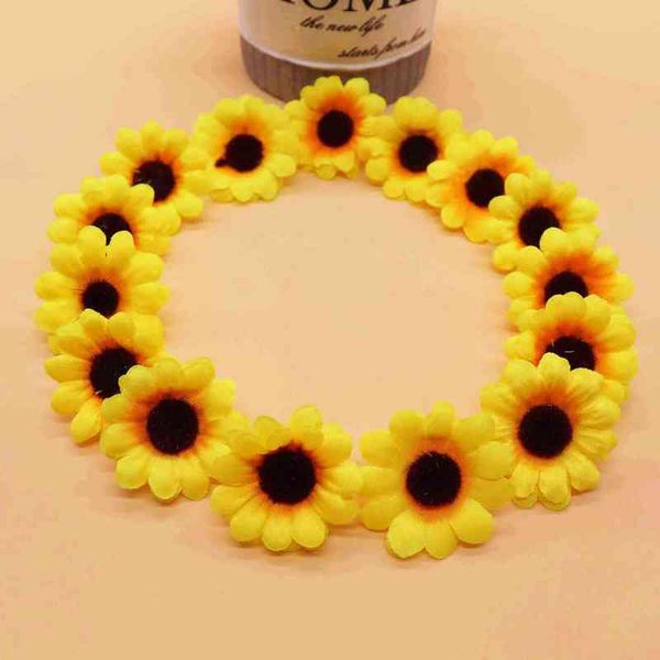 Faux Floral Verdure 10Pcs Grand Soie Tournesol Fleurs Artificielles À La Main Tête Pour La Décoration De Mariage Boîte Bricolage Guirlande Décorative Fleuriste Fleurs J220906