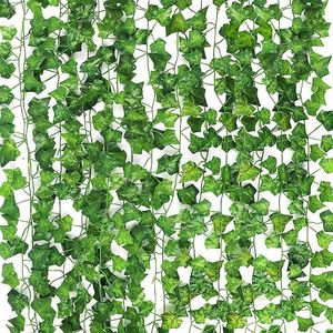 Faux Floral Greenery 12pcs Ivy Leaf Vine Artificial Hanging Liana Garland Plants Fake Foliage Flowers Creeper Green Wreath Home Decor 221122