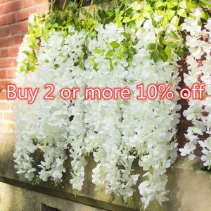 Faux bloemen groen 12 stks Wisteria kunstmatige bloemen hangende Garland wijnstok rattan nepbloem snaar zijden bloemen voor huistuin bruiloft decoratie 230414