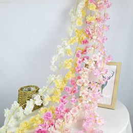 Faux bloemen groen 18m 135 bloemkop kunstmatige sakura rattan zijden kersen bloesem wijnstok hangende slingers voor doe -het -zelf bruiloft boog muur decor j220906