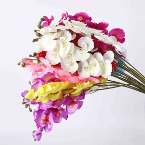 Faux Floral Verdure 1Pc Artificielle Phalaenopsis Soie Blanc Orchidée 6 Têtes Fleurs Papillon Fausse Fleur Pour Les Décorations De Festival De Mariage À La Maison J220906