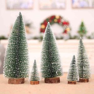 Faux Floral Greenery 1Pc Mini Diy Christmas Tree Small Pine Needle Plants Christmas New Year Festival Gifts Home Decor Living Room Table decoration J220906