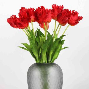 Faux Floral Verdure 1 Pcs Nouvelle Soie Perroquet Tulipe 70 Cm Fleur Artificielle Real Touch Faux Bouquet Pour La Décoration De Mariage Maison Fil décor J220906