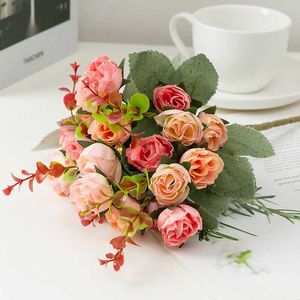 Faux floral verdure 21 têtes artificielles fausses bouquets de rose fleurs bricolage pour table home office mariage house nuple douche de cuisine décoration de cuisine
