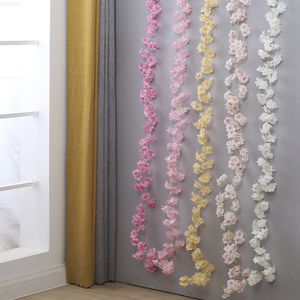 Faux Floral Verdure 2Pcs 180Cm Artificielle Sakura Rotin Soie Fleur De Cerisier Vigne Suspendue Guirlande Couronne Pour La Maison De Mariage Arch Décoration J220906