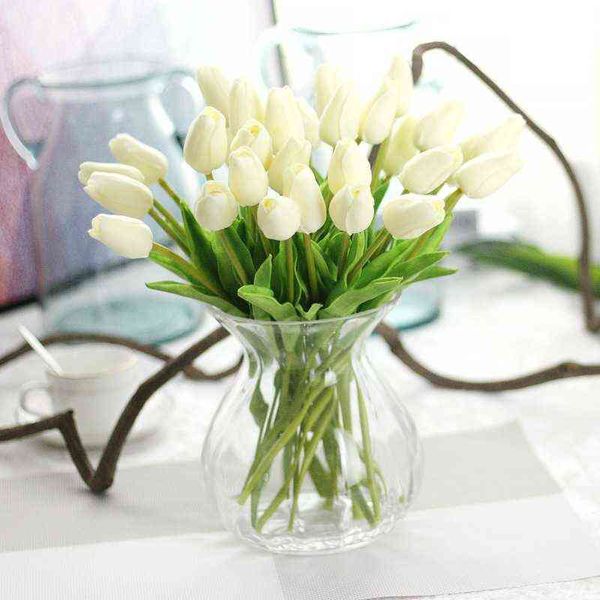 Faux Floral Verdure 2 PCS Tulipe Fleur Artificielle Real Touch Bouquet Artificiel Faux Fleurs Maison Jardin Décoration De Mariage Fête D'anniversaire Fournitures J220906