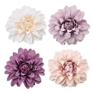 Fausse verdure florale 30pcs / 9cm artificiel dahlia fleur de soie rose têtes pour décoration de mariage baride caisse de couronne de bricolage artisanat de fausses fleurs t240422