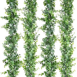 Faux bloemen groen 3packs 6ft kunstmatige eucalyptus slingers muur hangende nep planten wijnstokken voor bruiloft huiskamer tuin decoratie plastic rattan 221124