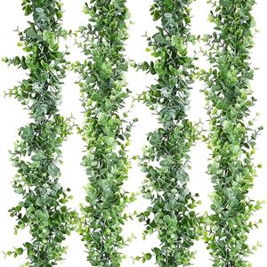 Faux Floral Verdure 3Packs 6ft Artificielle Eucalyptus Guirlande Tenture Murale Faux Plante Vignes pour Mariage Maison Chambre Jardin Décoration Plastique Rotin 221010