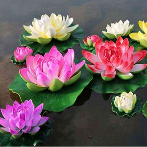 Imitación floral verde 4 piezas 10 cm Flor de loto artificial Ramo falso para decoración de bodas Acuario Flotante Lirio de agua Lotus J220906