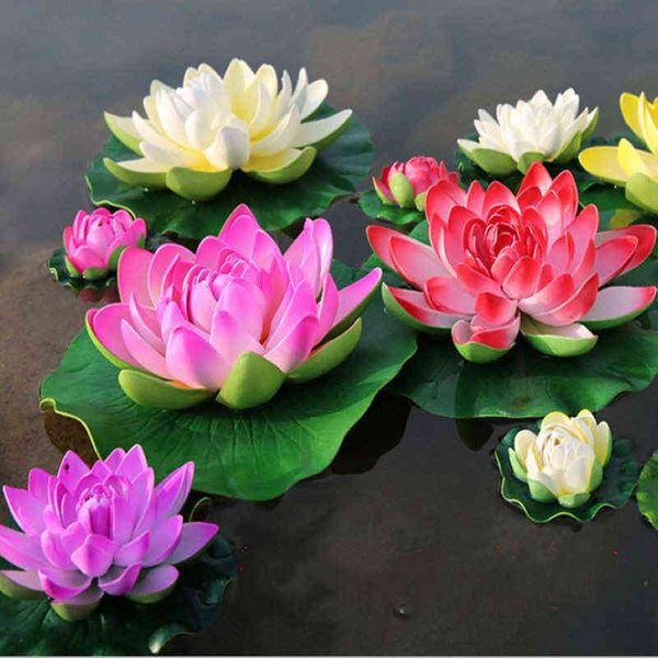 Faux Floral Verdure 4 pcs 10 cm Fleur de Lotus Artificielle Faux Bouquet pour la Décoration de Mariage Aquarium Flottant Nénuphar Lotus J220906