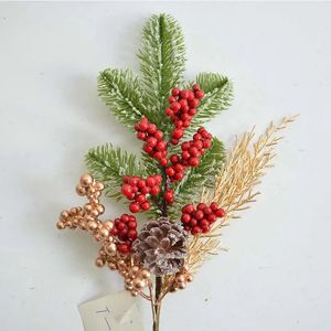 Fausse verdure florale 4pcs de qualité supérieure arbre de Noël décoration décoration de Noël fruits pip fruits baies pin branche 231109