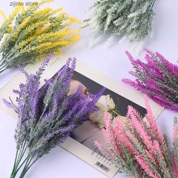 Faux verdure florale 5 fourchettes romantique Provence lavande 36 cm fleurs artificielles en plastique décoratif de mariage pour décor grain de Noël fausse plante Y240322