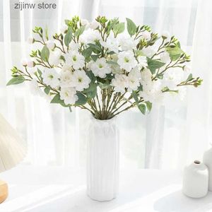 Faux Floral Greenery 5 fourchettes 20 têtes grandes fleurs artificielles rose en soie pour couronnes de Noël maison rebord de fenêtre bonsaï arc de mariage accessoires de décoration Y240322