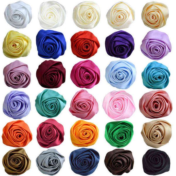 Faux Floral Verdure 5 pcs 55 cm Soie Satin Roses Bourgeon DIY Artisanat À La Main Fournitures Fleurs Artificielles Robe Vêtements Bébé Bandeau Pinces À Cheveux matériel J220906