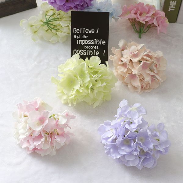 Faux Floral Verdure 5Pcs10Pcs Coloré Décoratif Fleur Tête Artificielle Soie Hortensia DIY Maison Fête De Mariage Arche Fond Mur Décoratif J220906