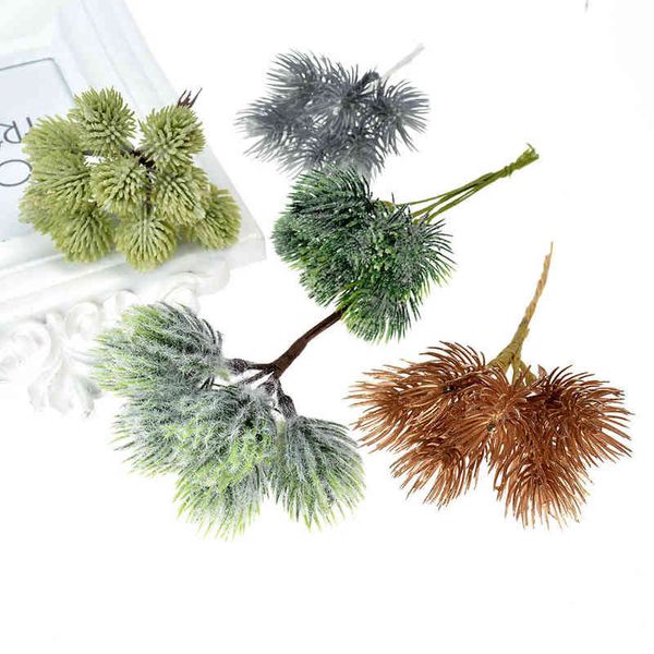 Faux Floral Verdure 6 pièces aiguilles de pin artificielles peuvent être utilisées pour la fête de mariage à la maison de Noël bricolage couronne décorative Scrapbook J220906