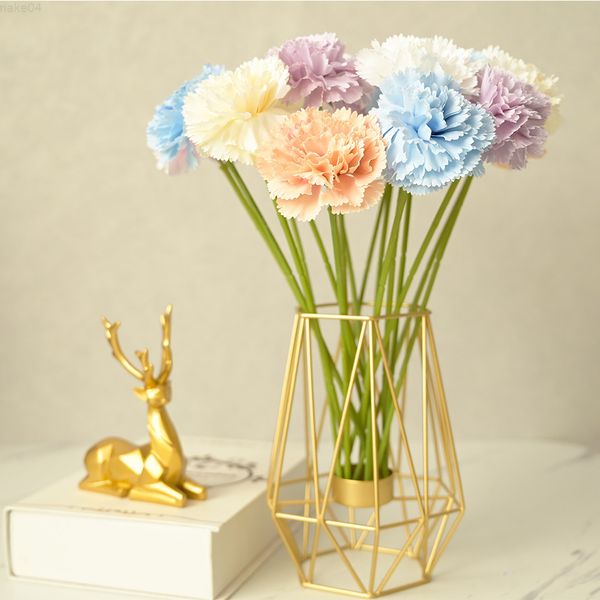 Faux Floral Verdure 6 Pcs Simulation Tête Unique Oeillet Fausse Fleur Maison Photographie Vase Décoration Fleur En Soie J220906