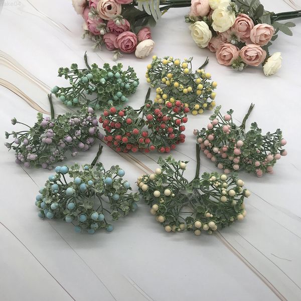 Faux Floral Greenery 6 piezas Diy Material de accesorios Flor artificial Decoración del hogar Pequeña bola de espuma Material al por mayor Bosque Agua Espíritu Fruta J220906