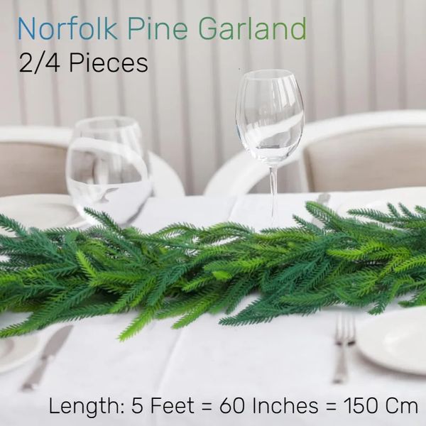 Guirlande de Noël artificielle de 152,4 cm, 1,5 m, guirlande de pin de Norfolk, couronne de verdure artificielle, chemin de table rustique, décoration de manteau d'intérieur de vacances, 231102