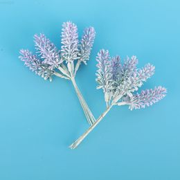 Faux floral verdure 6pcs mini fleurs de lavande fleurs en plastique artificielles de haute qualité faite à la main pour bricolage de bricolage de mariage à la maison Décoration de Noël J220906