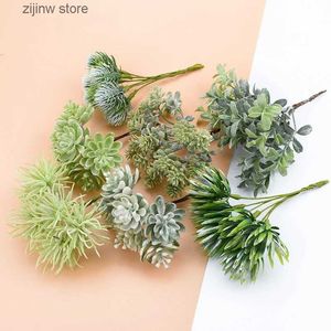 Faux verdure florale 6 pièces fleurs en soie pour scrapbooking plantes artificielles pour la décoration de mariage à la maison fausses couronnes de Noël décoratives en plastique Y240322